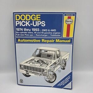 Haynes Automotive Repair Manual 30040 (912) Dodge Pick-Ups 1974-1993 2WD & 4WD